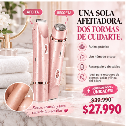 PinkSmooth™ – La Afeitadora Femenina 2 en 1 para un acabado suave y preciso.
